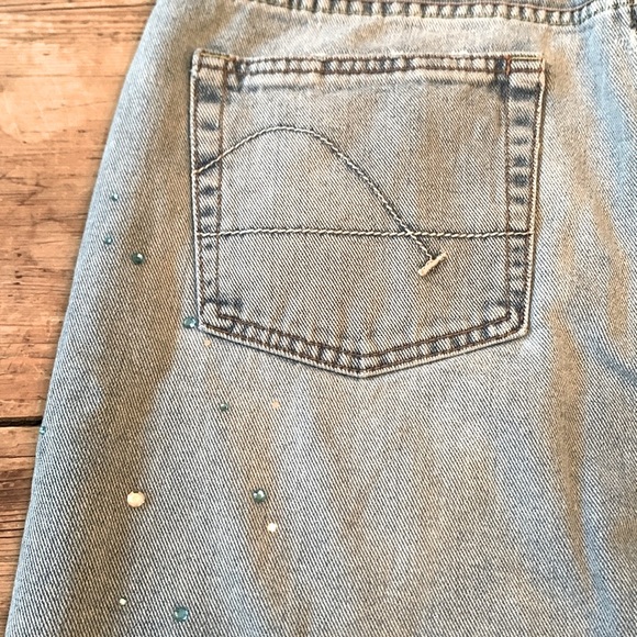 Guess Vintage Light Wash Jeans with Crystal Rhinestone Detailing - Picture 7 of 10